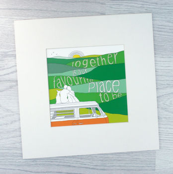 Couple And Classic Campervan Small Print, 4 of 5