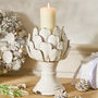 Aged White Artichoke Candle Holder Ornament, thumbnail 1 of 6