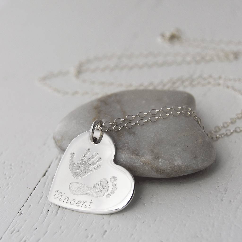 personalised silver handprint footprint necklace by hold upon heart