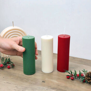 Festive Christmas Pillar Candle Christmas Decoration, 8 of 10