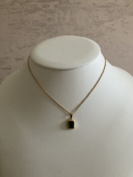 18 K Gold Plated Baguette Emerald Necklace, 4 of 7