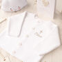 White Christening Bubble Cardigan And Hat Set, thumbnail 2 of 12