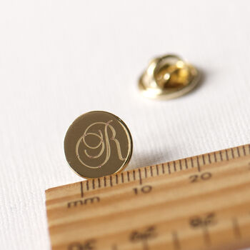 Gold Plated Engraved Initial Lapel Pin, 4 of 11