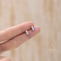 Sterling Silver Tiny Moonstone And Cz Stud Earrings, thumbnail 2 of 11