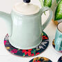 Bullfinch Pot Stand And Floral Coasters Set, thumbnail 3 of 7