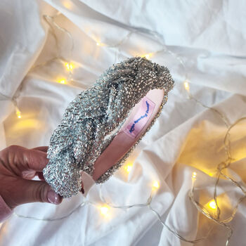 Silver Tinsel Sparkle Braided Headband, 4 of 5