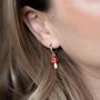 Fable Enamel Mushroom Huggie Earrings, thumbnail 3 of 6