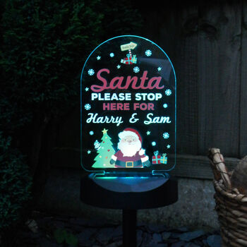 Personalised Santa Stop Here Outdoor Solar Light, 2 of 10