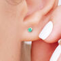 Mini Sterling Silver Green Opal Stud Earrings, thumbnail 2 of 10