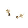 9ct Yellow Gold And Black Diamond Stud Earrings, thumbnail 2 of 4