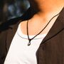 Black Gemstone Necklace White Pearl Gem Pendant Necklace For Men, thumbnail 1 of 10