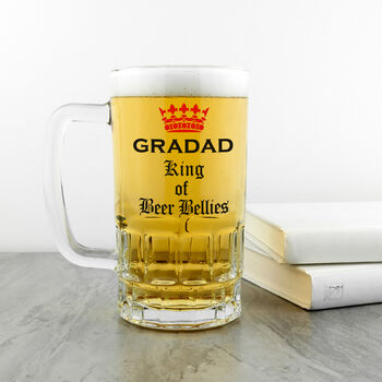 Personalised King Of Beer Bellies Glass Tankard, 3 of 5