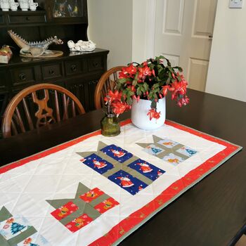 Christmas Table Runner With Gift Design In Reds, Greens, 4 of 9