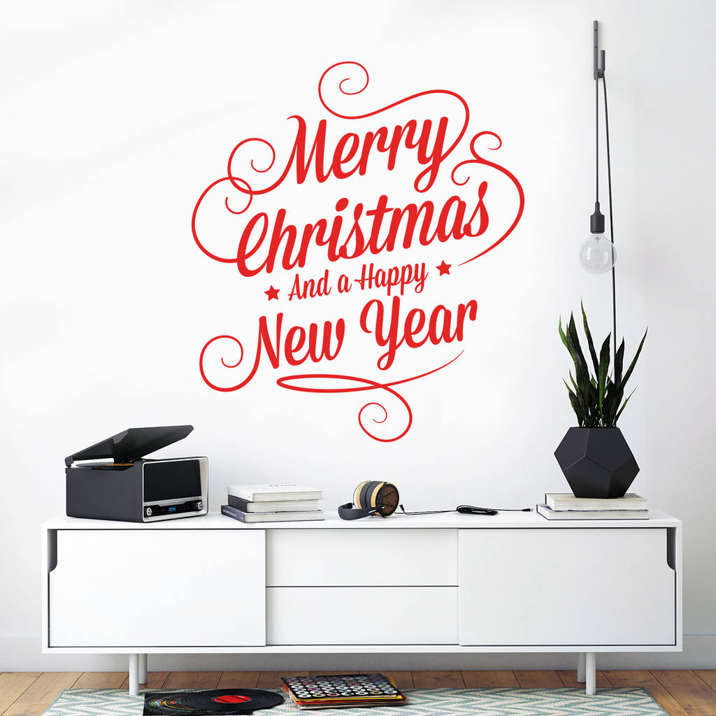 Merry Christmas Happy New Year Wall Sticker By Sirface Graphics 3108