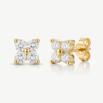 Gold Or Silver Women's Tiny Hydrangea Flower Stud Earrings, 2 of 5