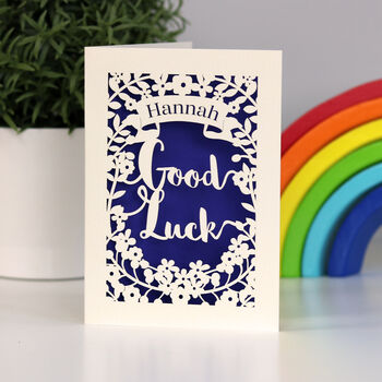 Personalised Papercut Floral Good Luck Card, 8 of 10