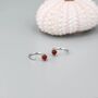 Genuine Red Onyx Huggie Hoop Earrings Sterling Silver, thumbnail 3 of 8