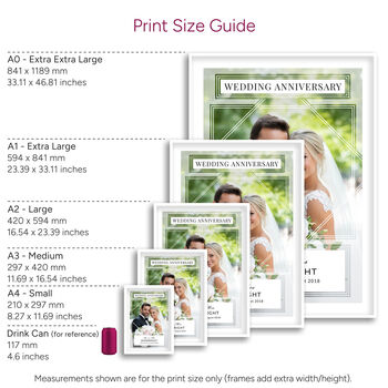 Wedding Anniversary Couples Photo Print Personalised Anniversary Gift, 5 of 5