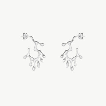Melting And Dripping Irregular Silver Hoop Earrings, 2 of 6