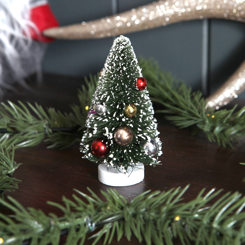 Mini Christmas Tree With Bauble Freestanding Decoration By Red Berry