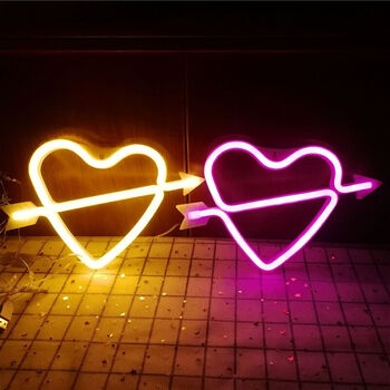 Cupid's Heart LED Neon Night Light, 6 of 8