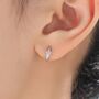 Sterling Silver Opal Colour Cz Flower Huggie Hoop, thumbnail 4 of 11