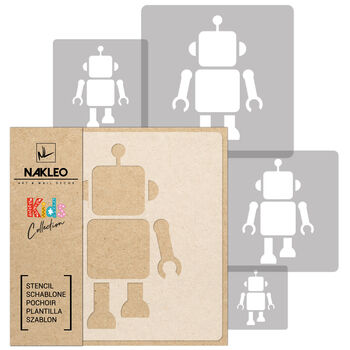 Reusable Plastic Stencils Five Pcs Robot With Brushes, 2 of 5