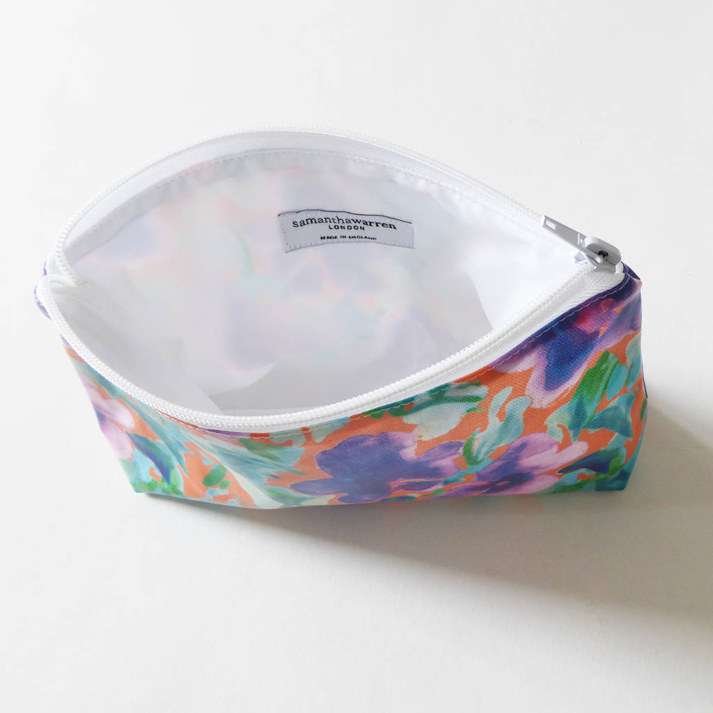 Purple Floral Waterproof Cosmetic Bag By Samantha Warren