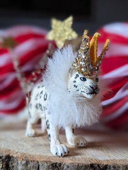 Christmas Snow Leopard Cake Topper Personalised, 3 of 6