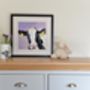 Personalised Date New Baby Black And White Cow Print, thumbnail 1 of 2