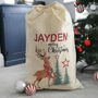 Personalised Christmas Reindeer Cotton Sack, thumbnail 2 of 2