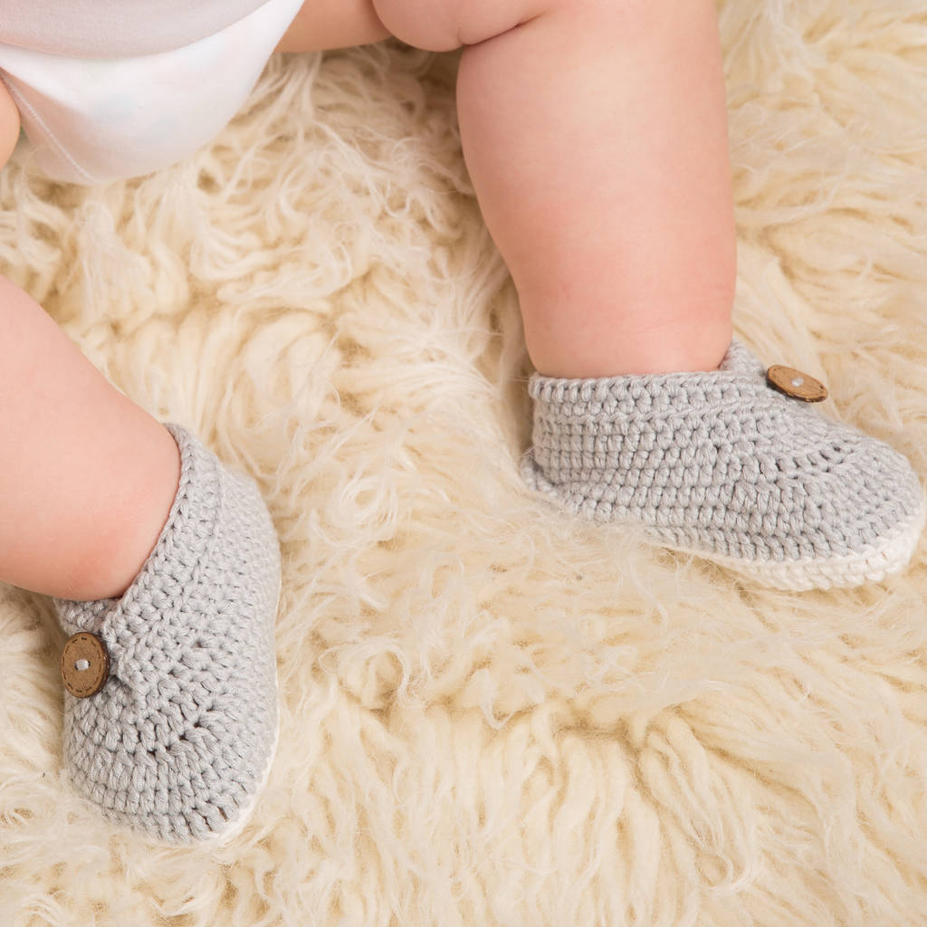 Baby Hand Crochet Double Flap Shoes, 1 of 3