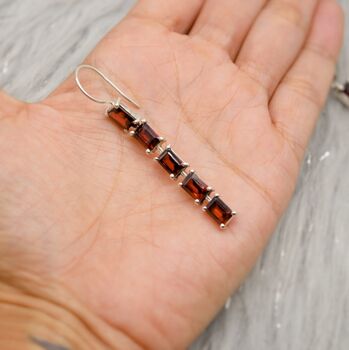 Red Garnet Drop Silver Earrings, 9 of 9