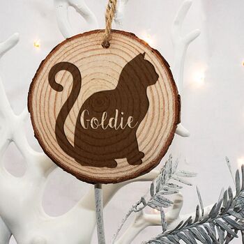 Personalised Cat Silhouette Christmas Tree Decoration, 2 of 9