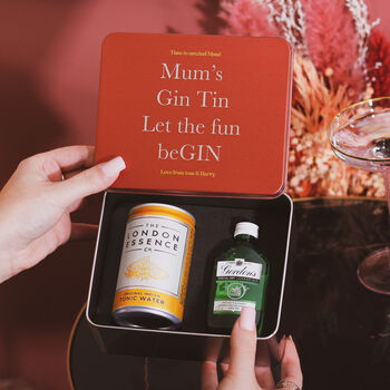 Personalised Mum's Gin Tin Alcohol Gift Set Box For Her, 3 of 4