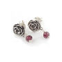 Rose Stud Earrings With Birthstones, thumbnail 2 of 6
