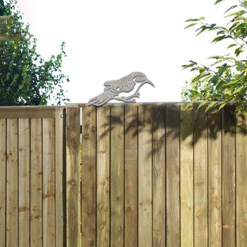 Rusty Metal Nuthatch Bird Fence Topper Art Decor, 5 of 10