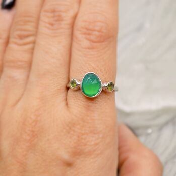 Green Onyx Tourmaline Sterling Silver Ring, 6 of 10