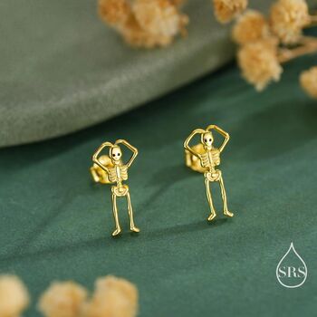 Sterling Silver Skeleton Stud Earrings, 3 of 12