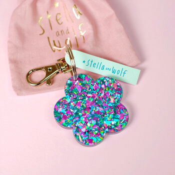 Pink And Blue, Confetti Glitter Keyring, 7 of 10