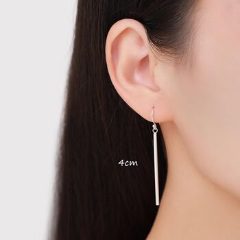 Sterling Silver Asymmetric Dangle Bar Earrings In Sterling Silver, 4 of 12