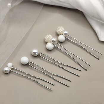 Set Of Five Pearl Bridal Hair Pins, 7 of 11