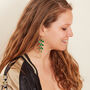 Emerald Leaf Style Gold Plated Silver Drop Earrings, thumbnail 4 of 9