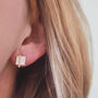 Geometric Earrings. Square Silver And 9ct Gold Studs, thumbnail 1 of 11