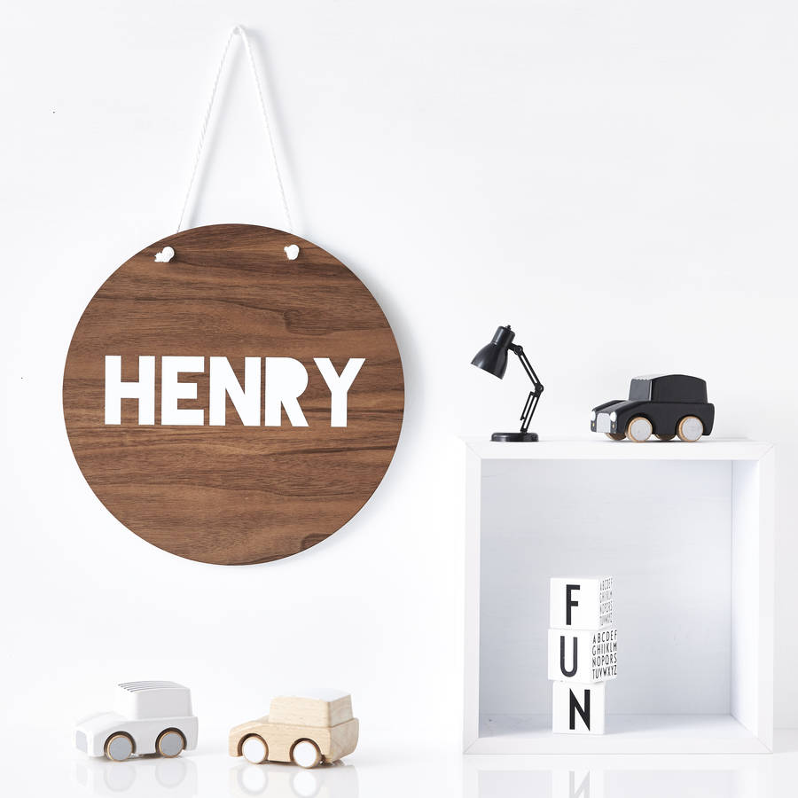 children's personalised round wooden wall art by sophia victoria joy