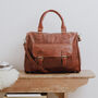 Tan Leather Women's Luxury Travel Bag, thumbnail 3 of 6