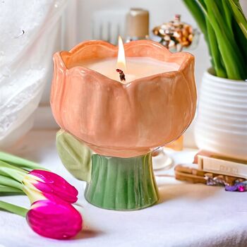 Luxury Ceramic Spring Tulip Candle, 7 of 9