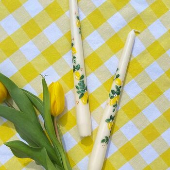 Hand Painted Limoncello Tapered Candles, 6 of 6