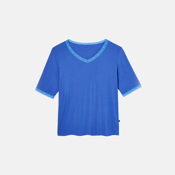 Women's 'Ultra Blue' Bamboo Lace Pyjama Set, 5 of 6