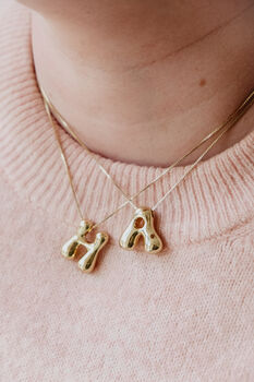 Luna Gold Bubble Letter Necklace, 2 of 2